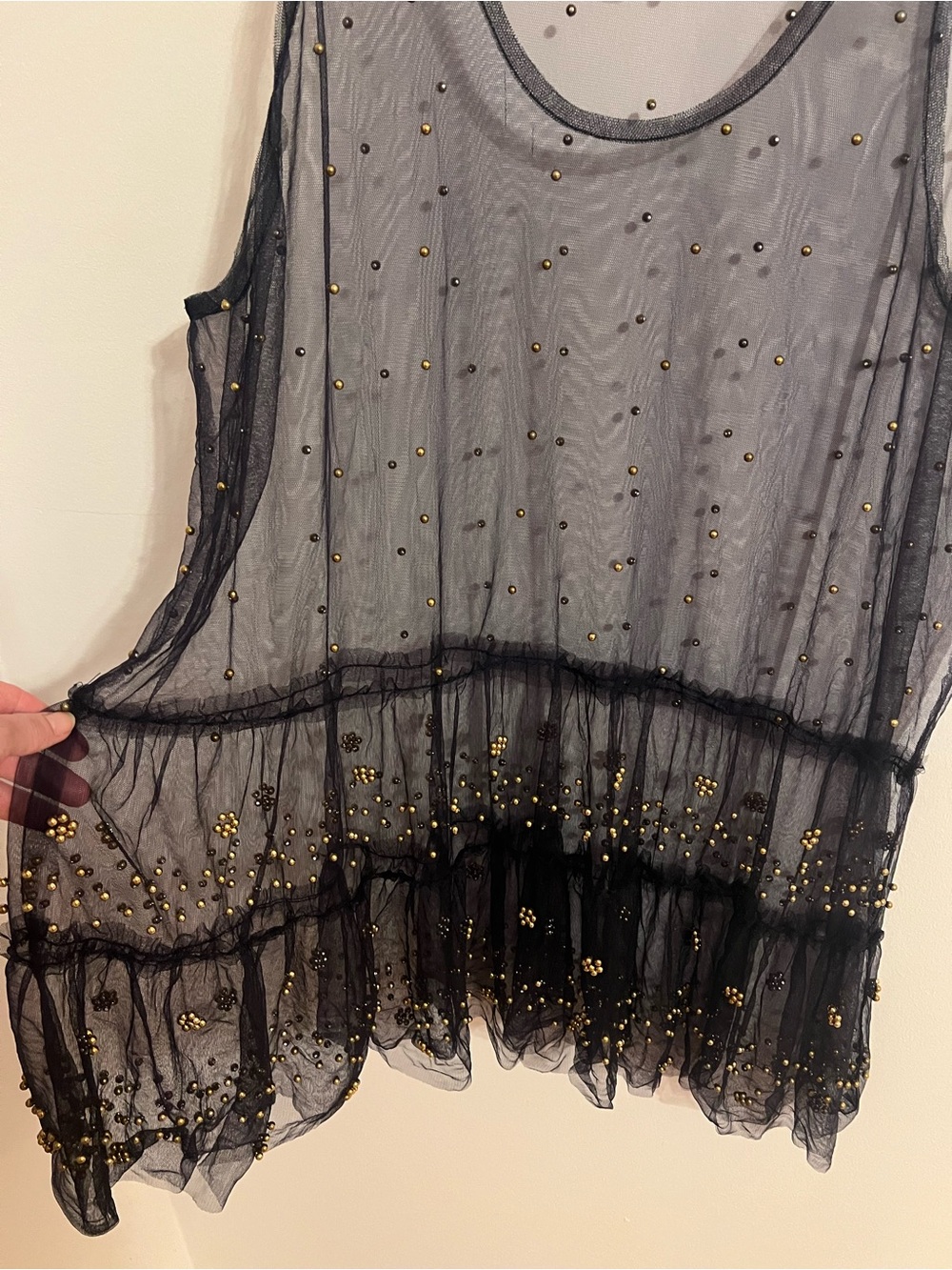 Free People Metallic Gray Sheer Embellished Tank - Picture 6 of 7
